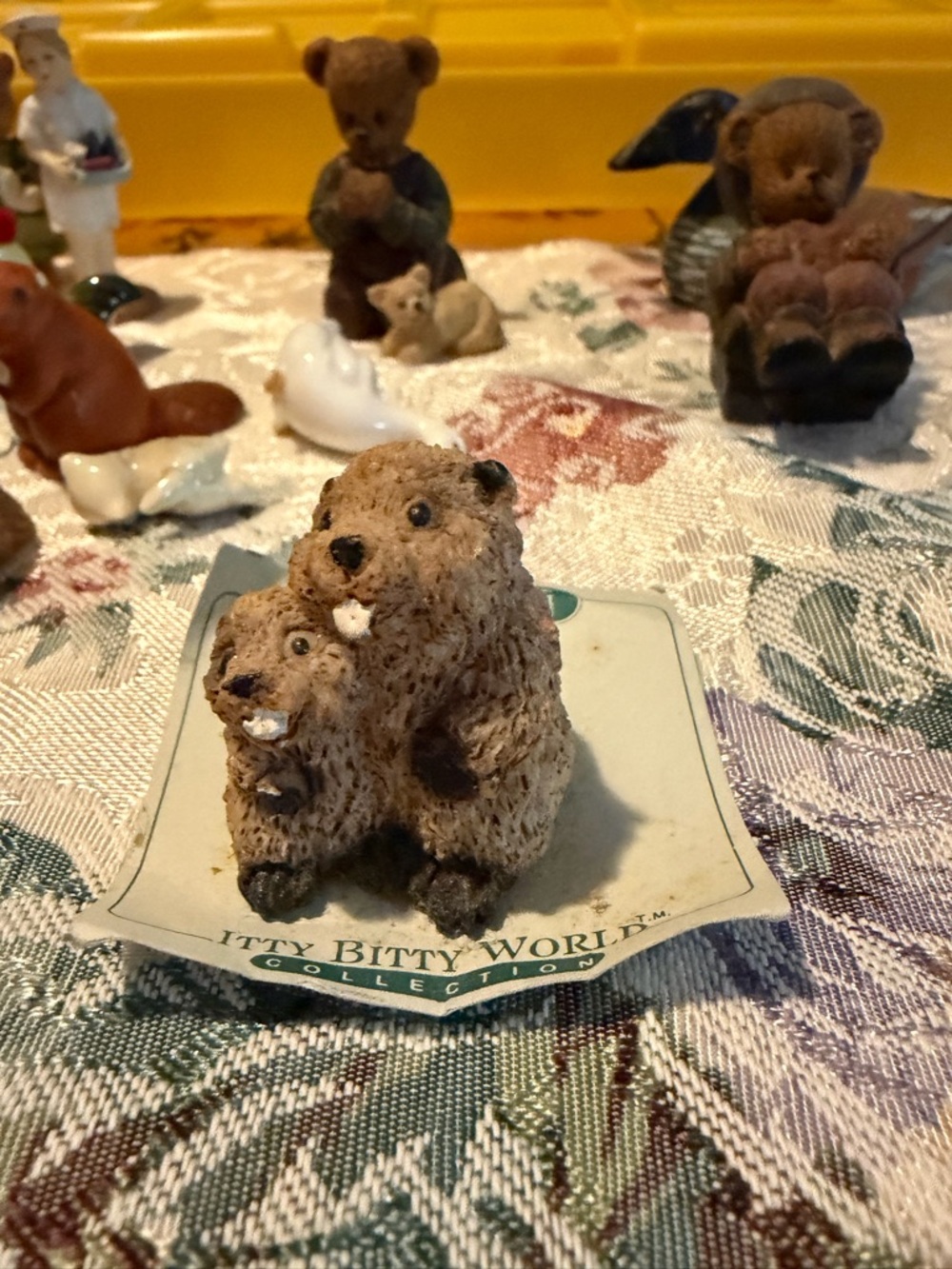 JM Collection Brown Beaver Mother and Baby Figurine